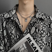 Kétrétegű férfi lánc medállal