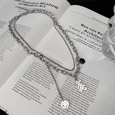 Kétrétegű férfi lánc medállal