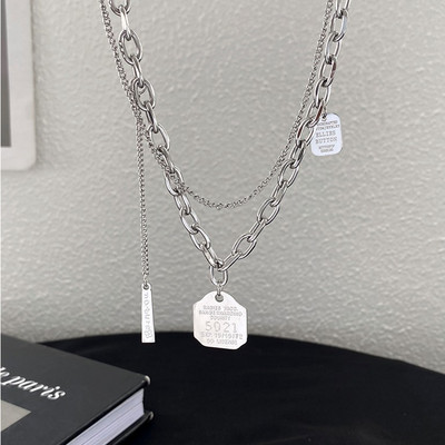 Kétrétegű férfi lánc medállal