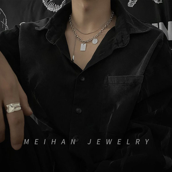 Kétrétegű férfi lánc medállal