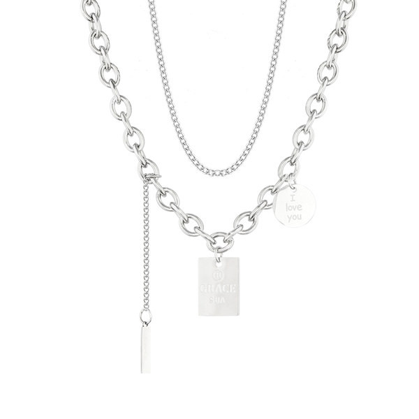 Kétrétegű férfi lánc medállal