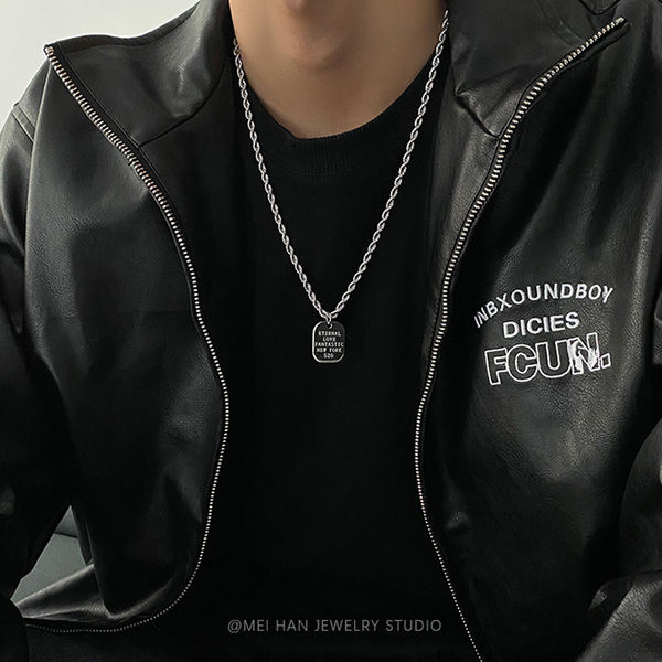 Férfi alkalmi titán acél medál nyaklánc