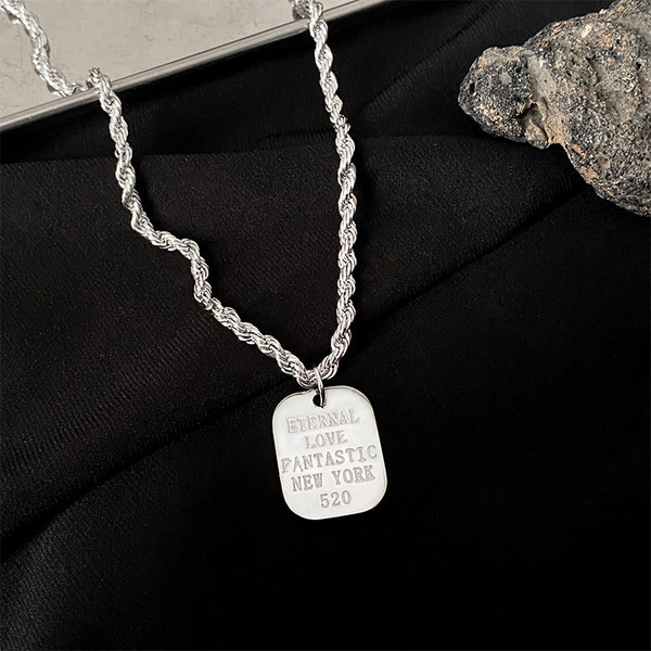 Férfi alkalmi titán acél medál nyaklánc