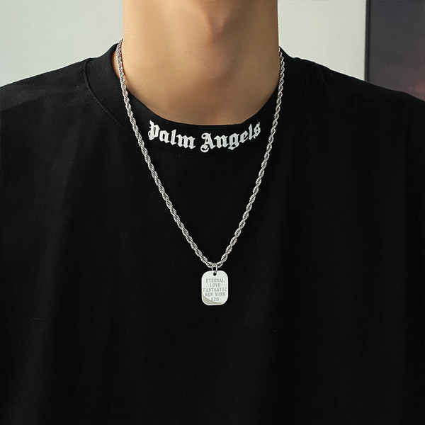 Férfi alkalmi titán acél medál nyaklánc