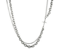 Sudraba vīriešu ķēde ar lielu bizi un krustiņu