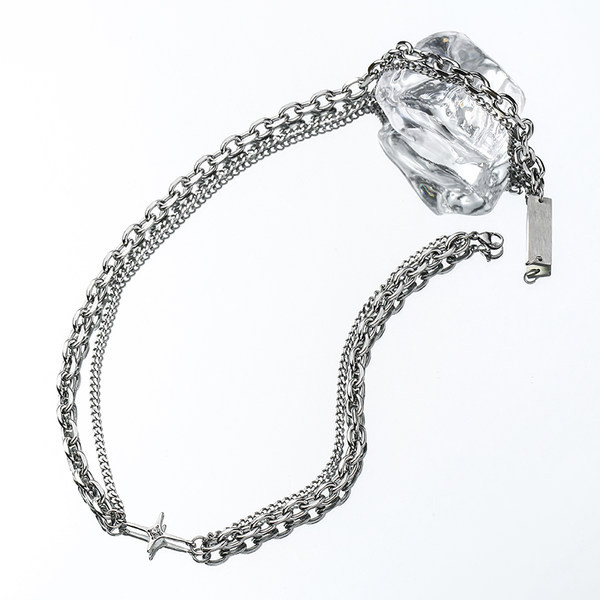 Sudraba vīriešu ķēde ar lielu bizi un krustiņu