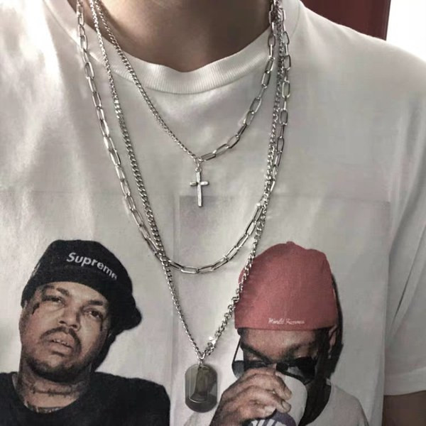 Ανδρική αλυσίδα με μενταγιόν - σετ τριών τεμαχίων