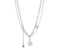 Kétrétegű női nyaklánc szív medállal és felirattal