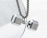 Vīriešu titāna tērauda ķēde ar hanteles kulonu