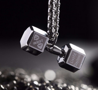 Vīriešu titāna tērauda ķēde ar hanteles kulonu