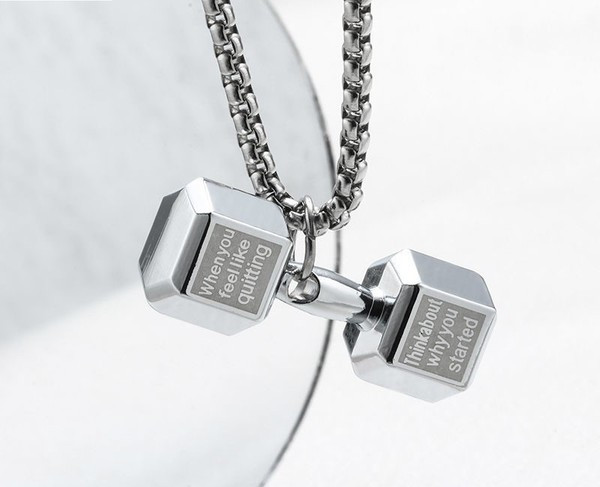 Vīriešu titāna tērauda ķēde ar hanteles kulonu