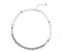 Vīriešu titāna tērauda ķēde ar dekoratīvām pērlēm