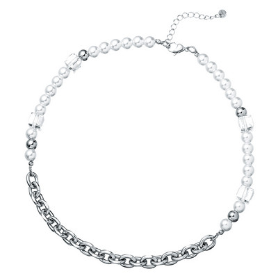 Vīriešu titāna tērauda ķēde ar dekoratīvām pērlēm