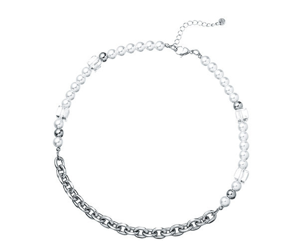 Vīriešu titāna tērauda ķēde ar dekoratīvām pērlēm