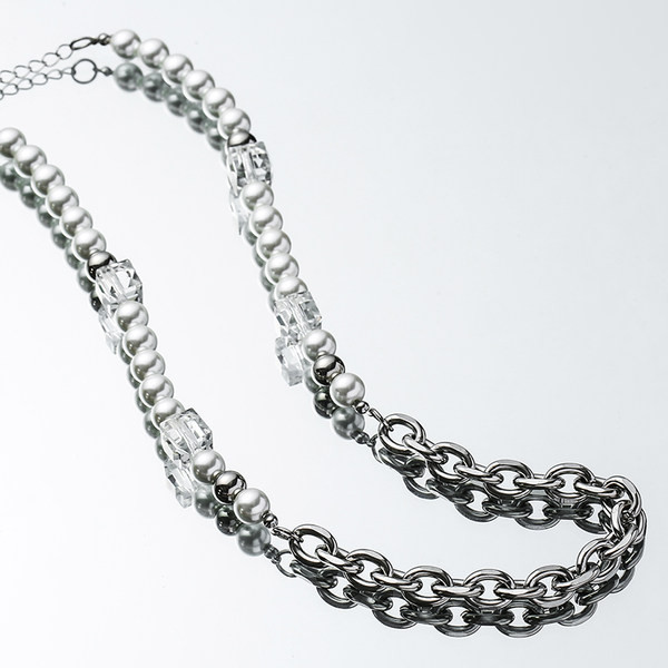 Vīriešu titāna tērauda ķēde ar dekoratīvām pērlēm