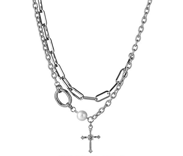 Vīriešu ķēde divās rindās - sudraba krāsā