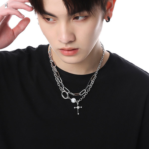 Vīriešu ķēde divās rindās - sudraba krāsā