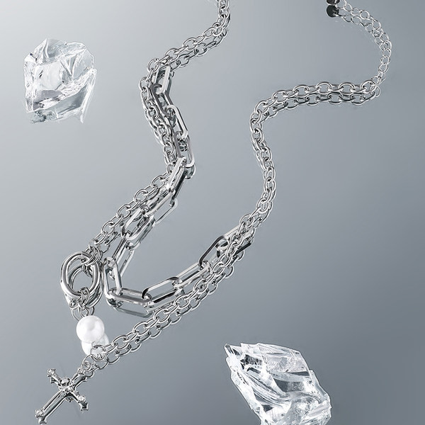 Vīriešu ķēde divās rindās - sudraba krāsā