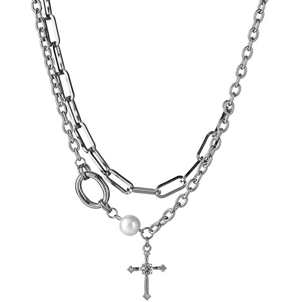 Vīriešu ķēde divās rindās - sudraba krāsā