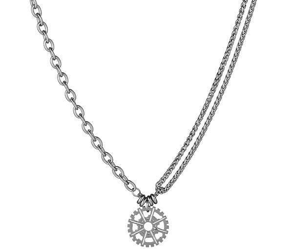 Stilīga vīriešu ķēde ar kulonu no tērauda