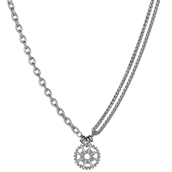 Stilīga vīriešu ķēde ar kulonu no tērauda