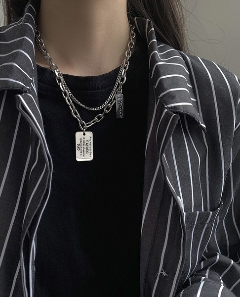 Ezüst férfi lánc felirattal