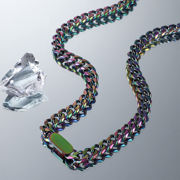 Férfi alkalmi lánc ezüst színű fonattal