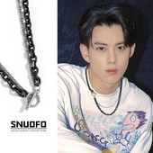 Divslāņu vīriešu ķēde ar kulonu no tērauda