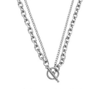 Divslāņu vīriešu ķēde ar kulonu no tērauda