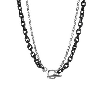 Divslāņu vīriešu ķēde ar kulonu no tērauda