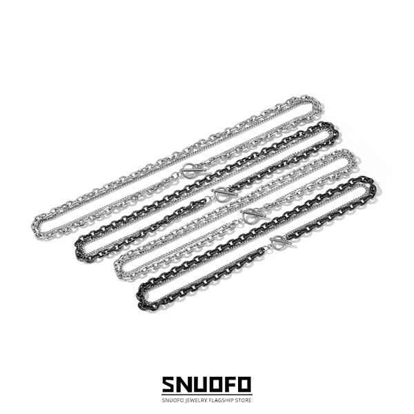 Divslāņu vīriešu ķēde ar kulonu no tērauda