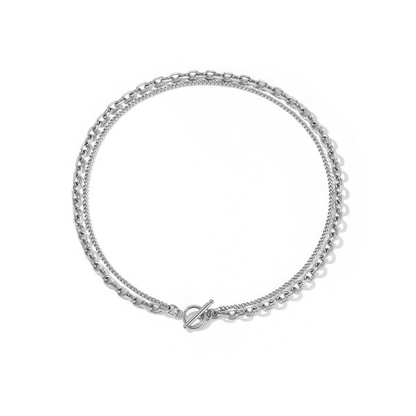 Divslāņu vīriešu ķēde ar kulonu no tērauda