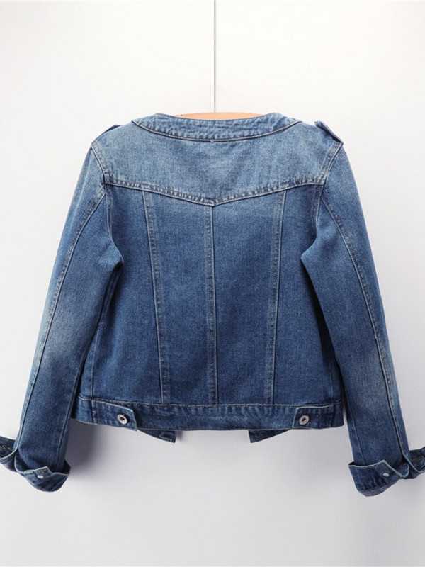 Modes ikdienišķa džinsa jaka, mētelis ar apaļu kaklu, sieviešu lielizmēra džinsi, sieviešu jakas, 2022. gada sieviešu vējjaka.