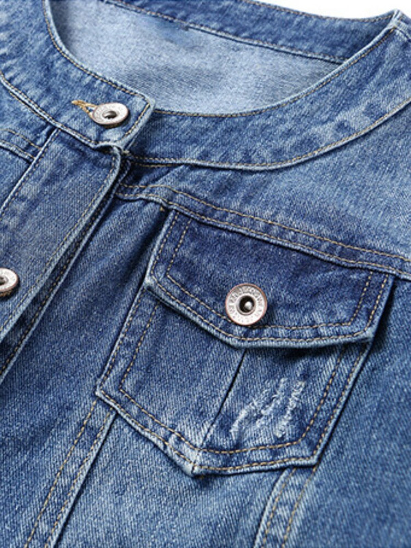 Modes ikdienišķa džinsa jaka, mētelis ar apaļu kaklu, sieviešu lielizmēra džinsi, sieviešu jakas, 2022. gada sieviešu vējjaka.