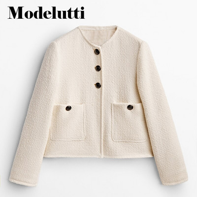 Modelutti 2022, rudens jauna mode, garām piedurknēm, tvīda zelta pogas, īss mētelis, masīvs sieviešu plāns, vienkāršs ikdienas topi, elegants sieviešu