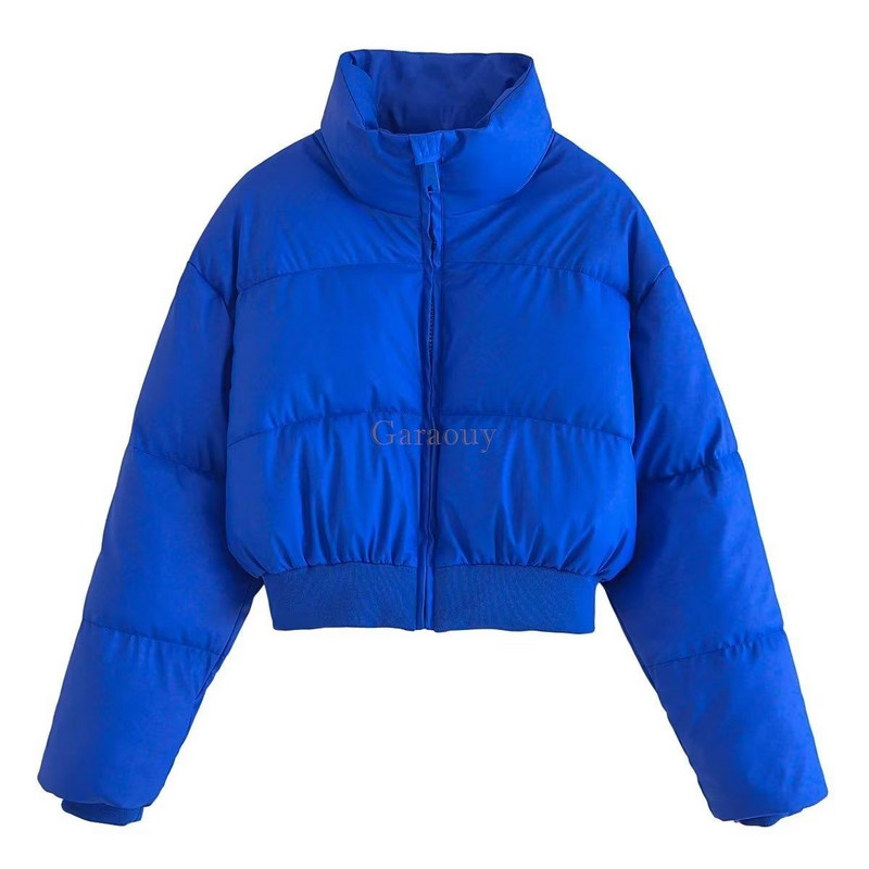 Garaouy 2022 rudens jauns sieviešu parka stāva apkakle, rāvējslēdzējs mākslīgās ādas maize, silti, īsi PU jaka, mētelis, virsdrēbes