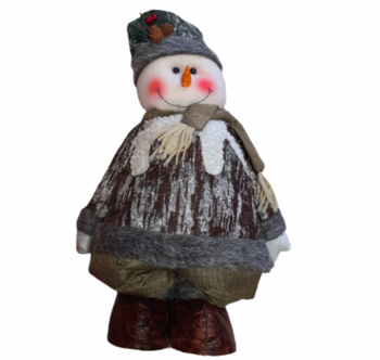 Фигурка Ahelos, Снежен човек, Текстилна, Ръчна изработка, 48х31 см.