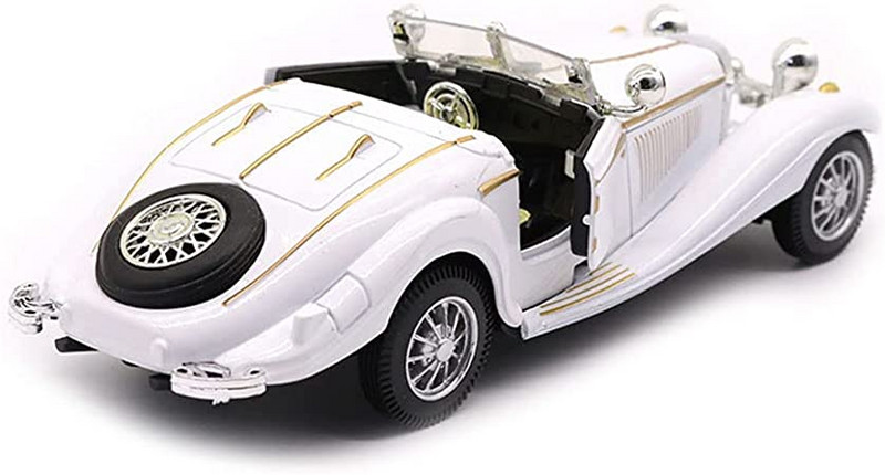 Кола Ahelos, Ретро модел, Метална, Бяла, 16 см