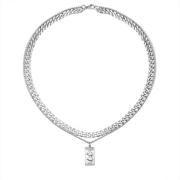 Muški dvoslojni čelični lančić od titana s privjeskom