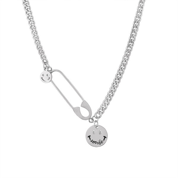 Jauna modeļa vīriešu ķēde ar smaida kulonu un uzrakstu