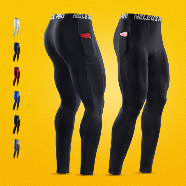Vīriešu sporta legingi no ātri žūstoša auduma ar uzrakstu