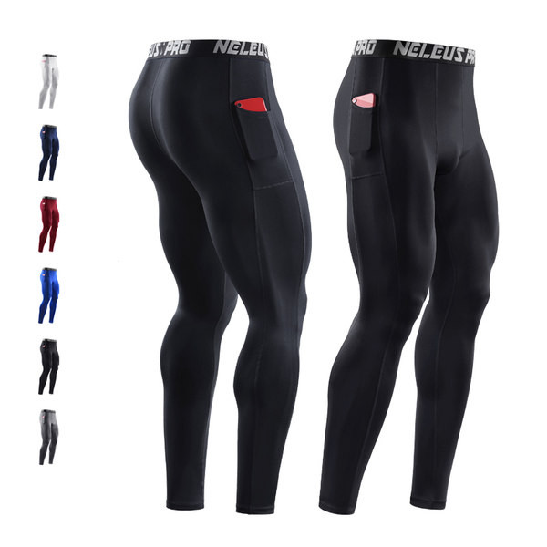 Vīriešu sporta legingi no ātri žūstoša auduma ar uzrakstu