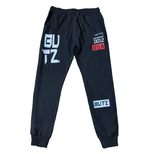 Ανδρική αθλητική φόρμα  με στάμπα - μαύρο και γκρι χρώμα