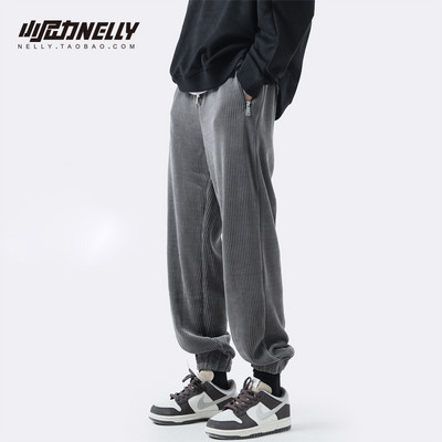 Ανδρικό κοτλέ παντελόνι με σχέδιο φαρδύ τσέπη