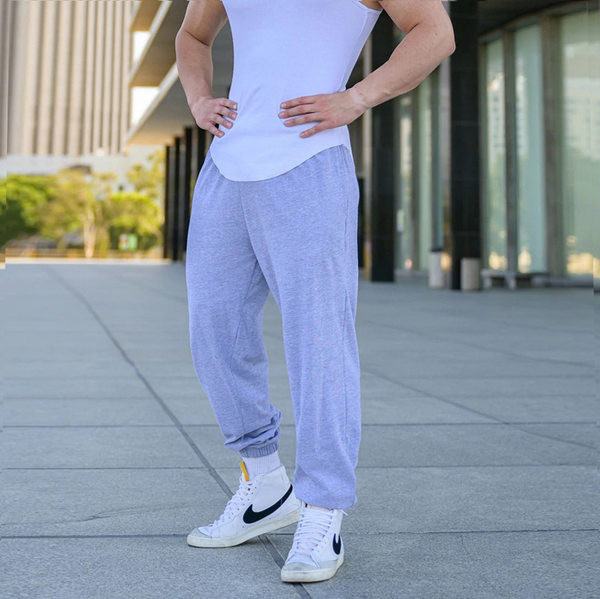 Ανδρικό παντελόνι - με ψηλή μέση και κορδόνια