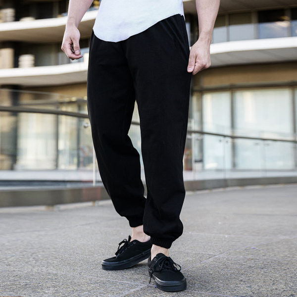 Ανδρικό παντελόνι - με ψηλή μέση και κορδόνια