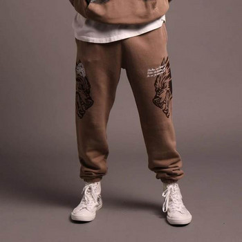 Мъжки спортен панталон с апликация и надпис