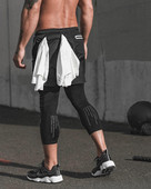 Vīriešu divdaļīgi sporta legingi un šorti ar kabatu