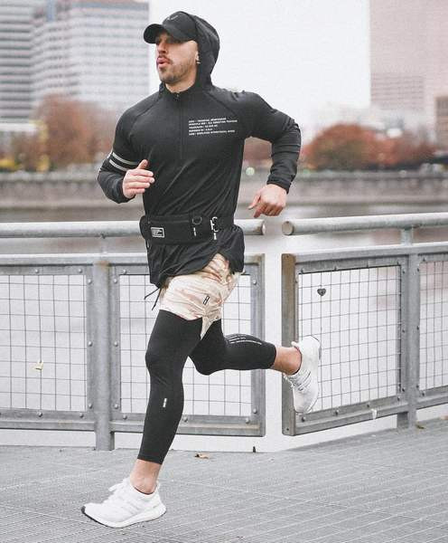 Vīriešu divdaļīgi sporta legingi un šorti ar kabatu