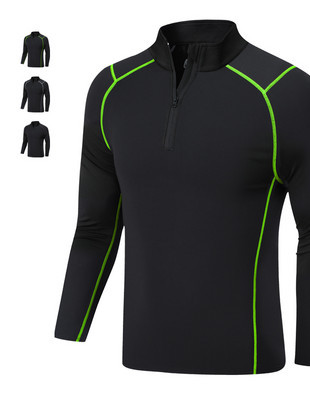 Men`s sports fitted blouse with long sleeves and zipper